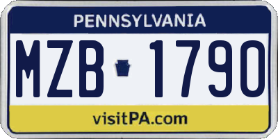 PA license plate MZB1790