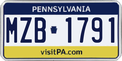 PA license plate MZB1791