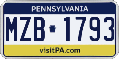 PA license plate MZB1793