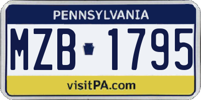 PA license plate MZB1795