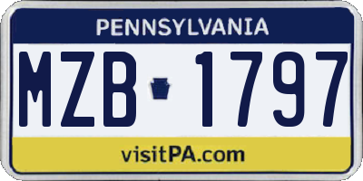 PA license plate MZB1797