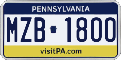 PA license plate MZB1800