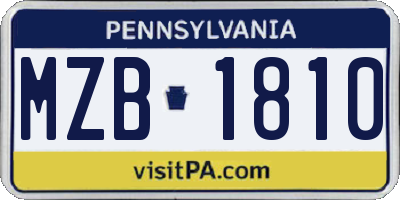 PA license plate MZB1810