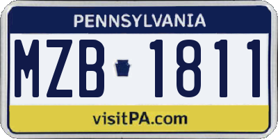 PA license plate MZB1811