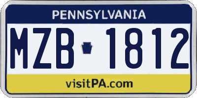 PA license plate MZB1812