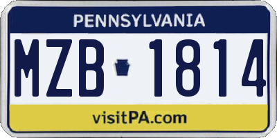 PA license plate MZB1814