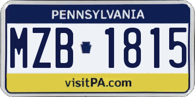 PA license plate MZB1815