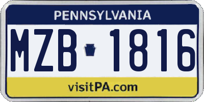 PA license plate MZB1816