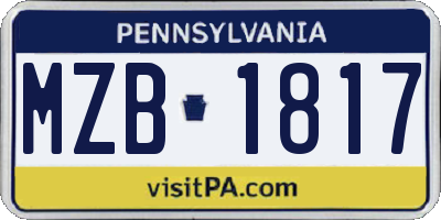 PA license plate MZB1817