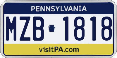 PA license plate MZB1818