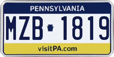 PA license plate MZB1819