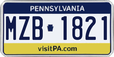 PA license plate MZB1821