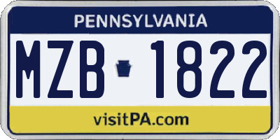 PA license plate MZB1822