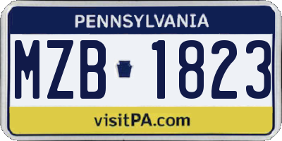 PA license plate MZB1823