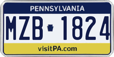 PA license plate MZB1824