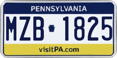 PA license plate MZB1825