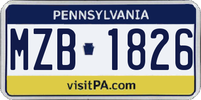 PA license plate MZB1826