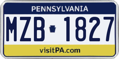 PA license plate MZB1827
