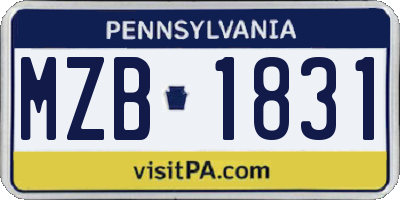 PA license plate MZB1831