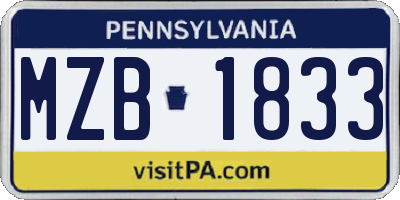 PA license plate MZB1833