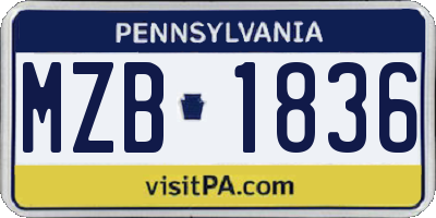PA license plate MZB1836
