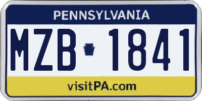 PA license plate MZB1841