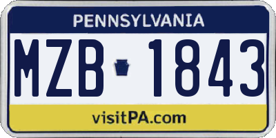 PA license plate MZB1843