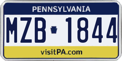 PA license plate MZB1844