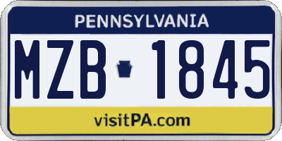 PA license plate MZB1845