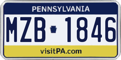 PA license plate MZB1846