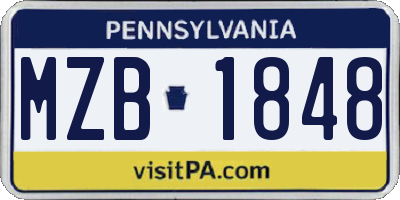PA license plate MZB1848