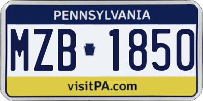 PA license plate MZB1850
