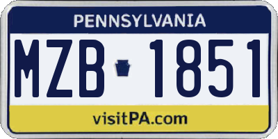PA license plate MZB1851