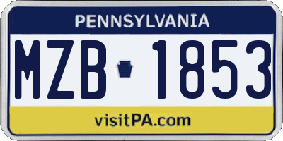 PA license plate MZB1853