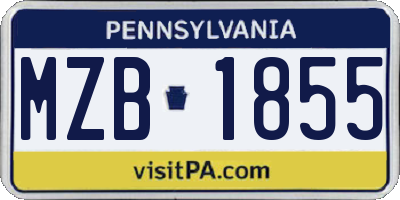PA license plate MZB1855