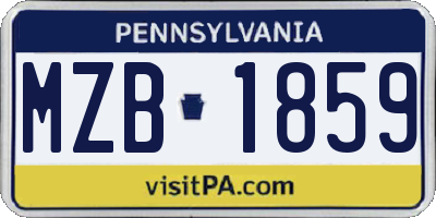 PA license plate MZB1859