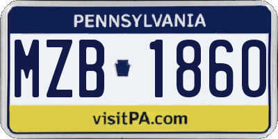 PA license plate MZB1860