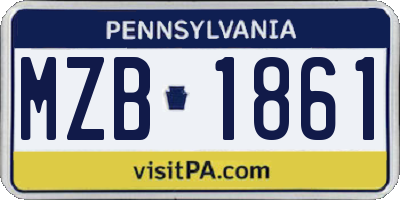 PA license plate MZB1861