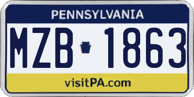 PA license plate MZB1863