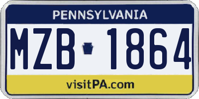 PA license plate MZB1864