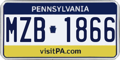 PA license plate MZB1866