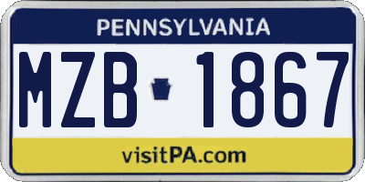 PA license plate MZB1867