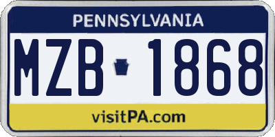 PA license plate MZB1868