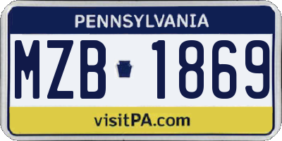 PA license plate MZB1869