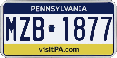 PA license plate MZB1877