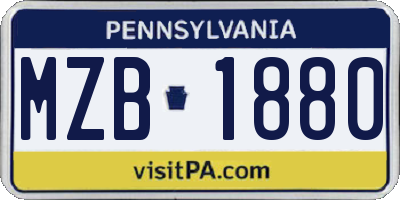 PA license plate MZB1880