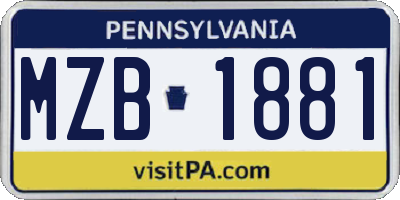 PA license plate MZB1881