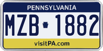 PA license plate MZB1882