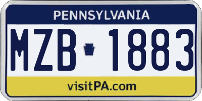PA license plate MZB1883