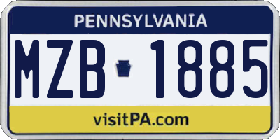 PA license plate MZB1885